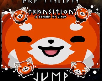 Red panda stream stinger – animated 2s scene transition (happy face)
