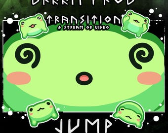 Green frog stream stinger – animated 2s scene transition (dizzy face)