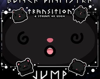 Black hamster stream stinger – animated 2s scene transition (dizzy face)
