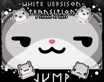 Gray and white hamster stream stinger – animated 2s scene transition (smug face)