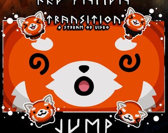 Red panda stream stinger – animated 2s scene transition (dizzy face)