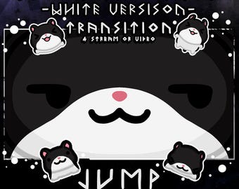 Black and white hamster stream stinger – animated 2s scene transition (smug face)