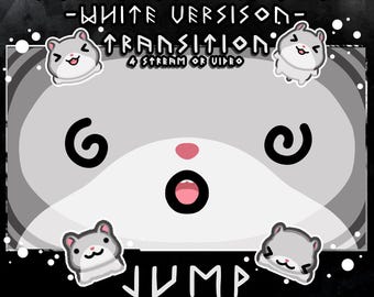 Gray and white hamster stream stinger – animated 2s scene transition (dizzy face)