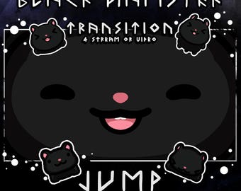 Black hamster stream stinger – animated 2s scene transition (happy face)