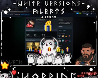 Animated Gray and White Hamster Stream Alert Pack – 10 Alerts for Twitch, Kick & YouTube