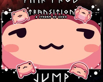 Pink frog stream stinger – animated 2s scene transition (smug face)