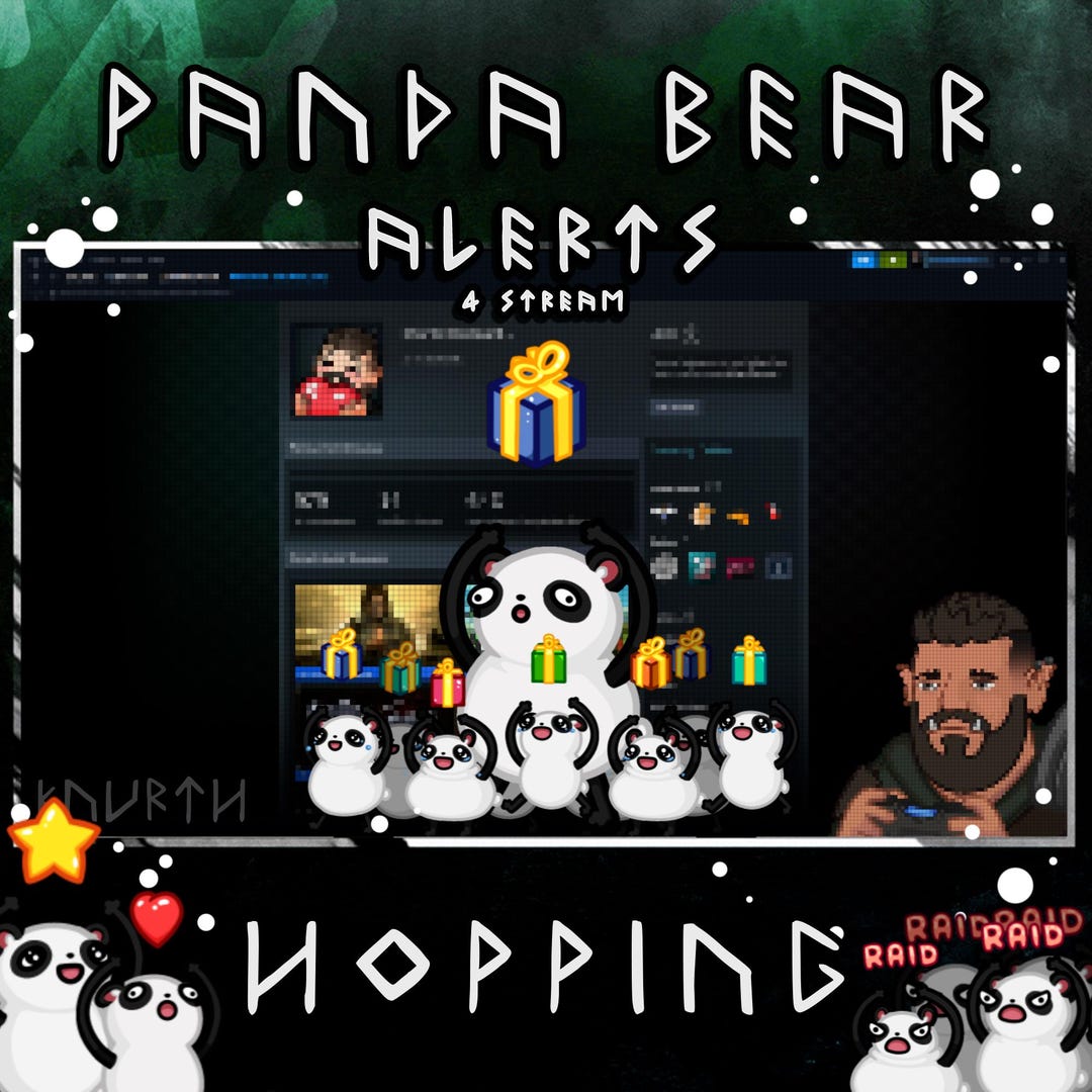 Animated Panda Bear Stream Alert Pack – 10 Alerts for Twitch, Kick ...