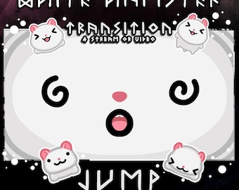White hamster stream stinger – animated 2s scene transition (dizzy face)