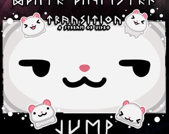 White hamster stream stinger – animated 2s scene transition (smug face)