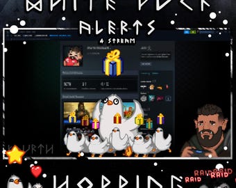 Animated White Duck Stream Alert Pack – 10 Alerts for Twitch, Kick & YouTube