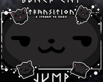 Black cat stream stinger – animated 2s scene transition (smug face)