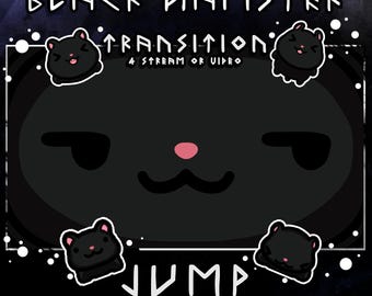 Black hamster stream stinger – animated 2s scene transition (smug face)