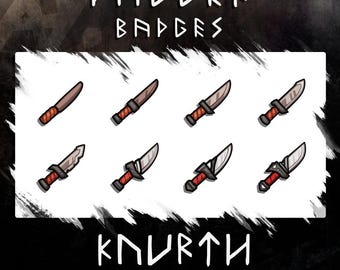 Dagger Badge Set – 8 Progressive Subscriber & Bit Badges