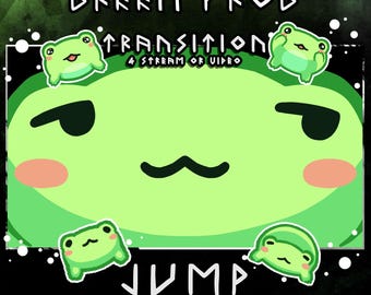 Green frog stream stinger – animated 2s scene transition (smug face)