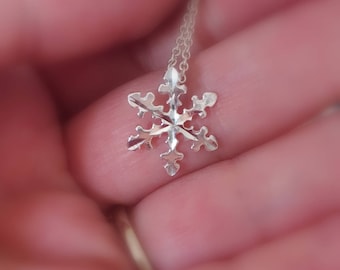 Snowflake Necklace Sterling Silver Pendant Winter Jewelry Gifts for Her