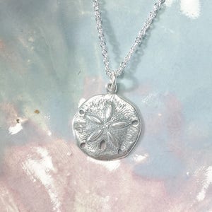 Sand Dollar Necklace .925 Sterling Silver Pendant, Beach Jewelry, Nautical Necklace, Gifts for Her, Silver Sand Dollar Disc Necklace