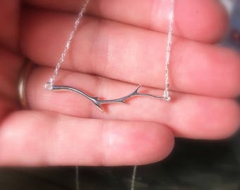 Twig Bar Necklace 14K Gold or .925 Sterling Silver, Gifts for Her, Nature Jewelry, Branches Pendant, Trees