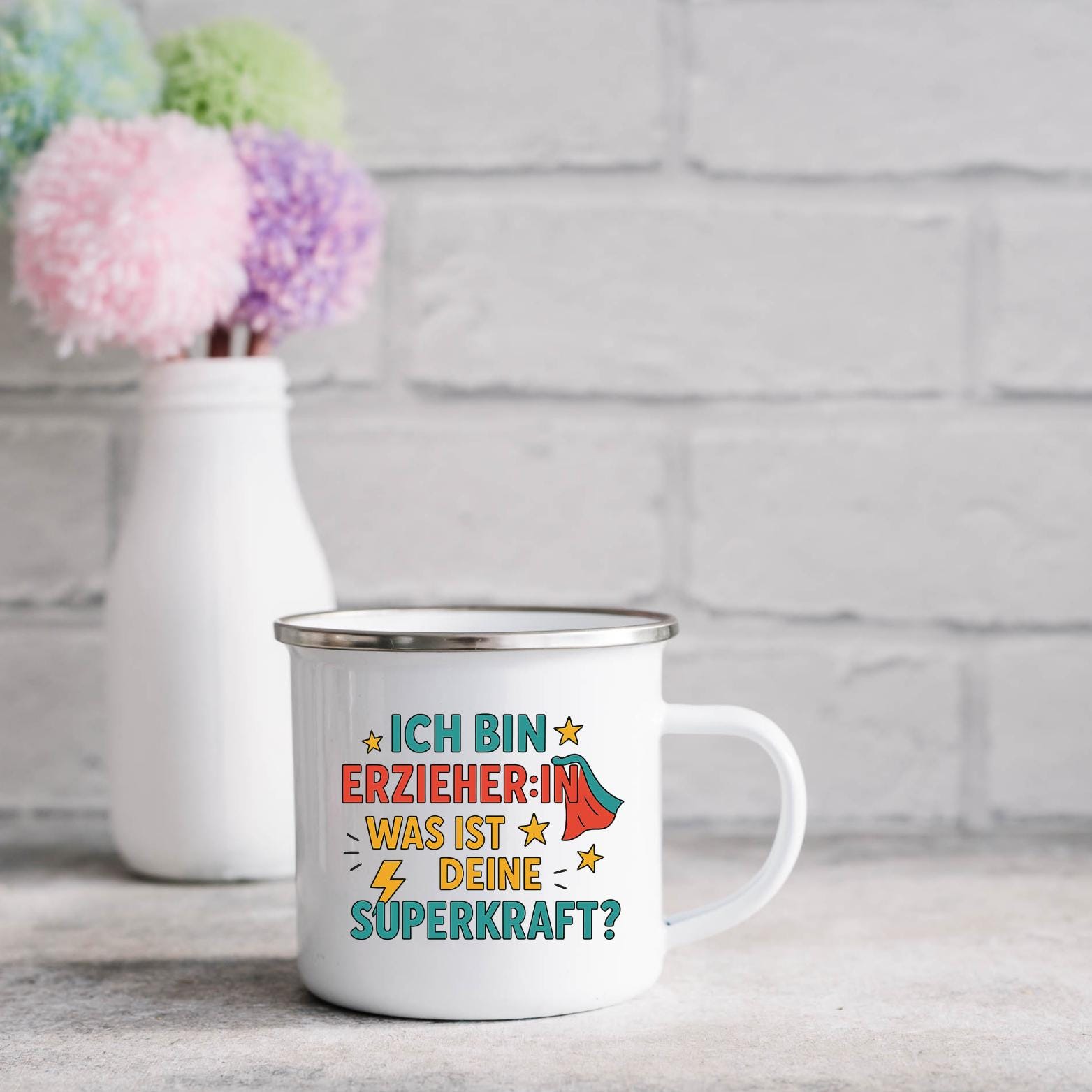 Kindergarten Teacher Mug Superpower – Colorful gift for daycare teacher, farewell colleague, thank you kindergarten employee, farewell gift