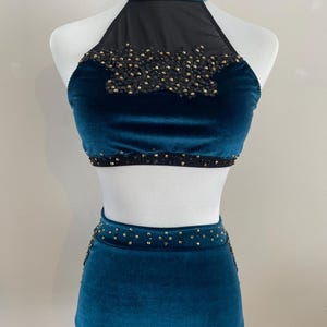 Velvet Two Piece Dance Costume: Adult Circus Inspired Pole Wear