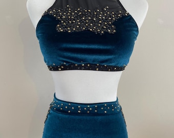 Adult Jazz Costume, Two Piece Dance Costume, Pole Wear, Burlesque Costume, Aerial Costume, Circus Inspired Costume, Custom Costume, Velvet