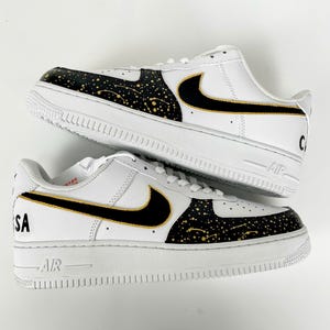 Custom Black Gold Splatter Air Force 1, Hand Painted AF1 Sneakers, Luxury Streetwear Shoes, Personalized Custom Shoes Gift For Him Her
