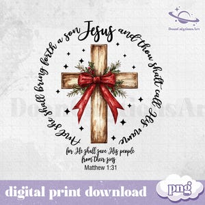 Sie wird einen Sohn Png hervorbringen, Jesus Weihnachten, O komm lasst uns ihn anbeten, Krippe, christliche Weihnachten, Boho Jesus, digitaler Download