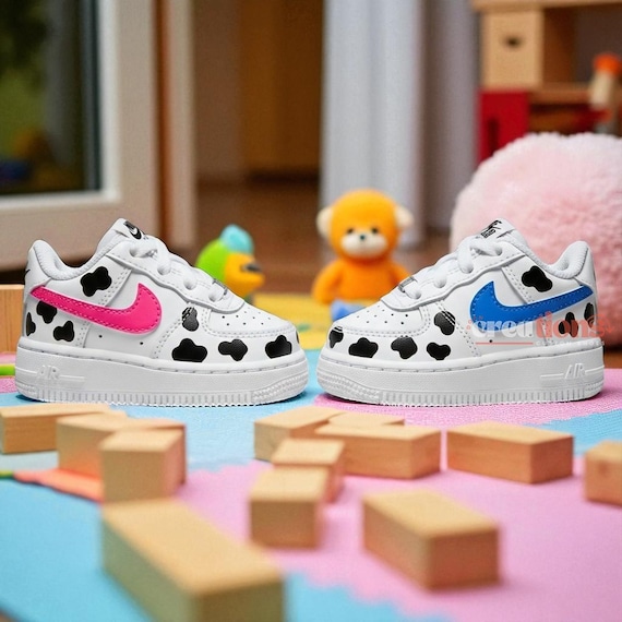 Hand-painted Cow Print Air Force Sneakers: Custom Toddler Shoes