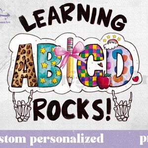 Learning ABCD Rocks Sublimation Png, School Life, School Vibes, First ...