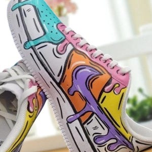 Custom Cartoon Drip Air Force 1 Sneakers, Hand Painted Colorful AF1 Shoes, Personalized Streetwear Sneakers, Unique Gift For Him Her