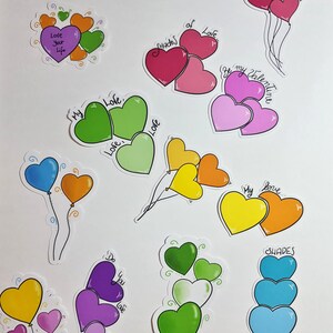 Adesivi cuori; adesivi San Valentino; Cuori per san Valentino; stickers cuoriciosi; cuori colorati