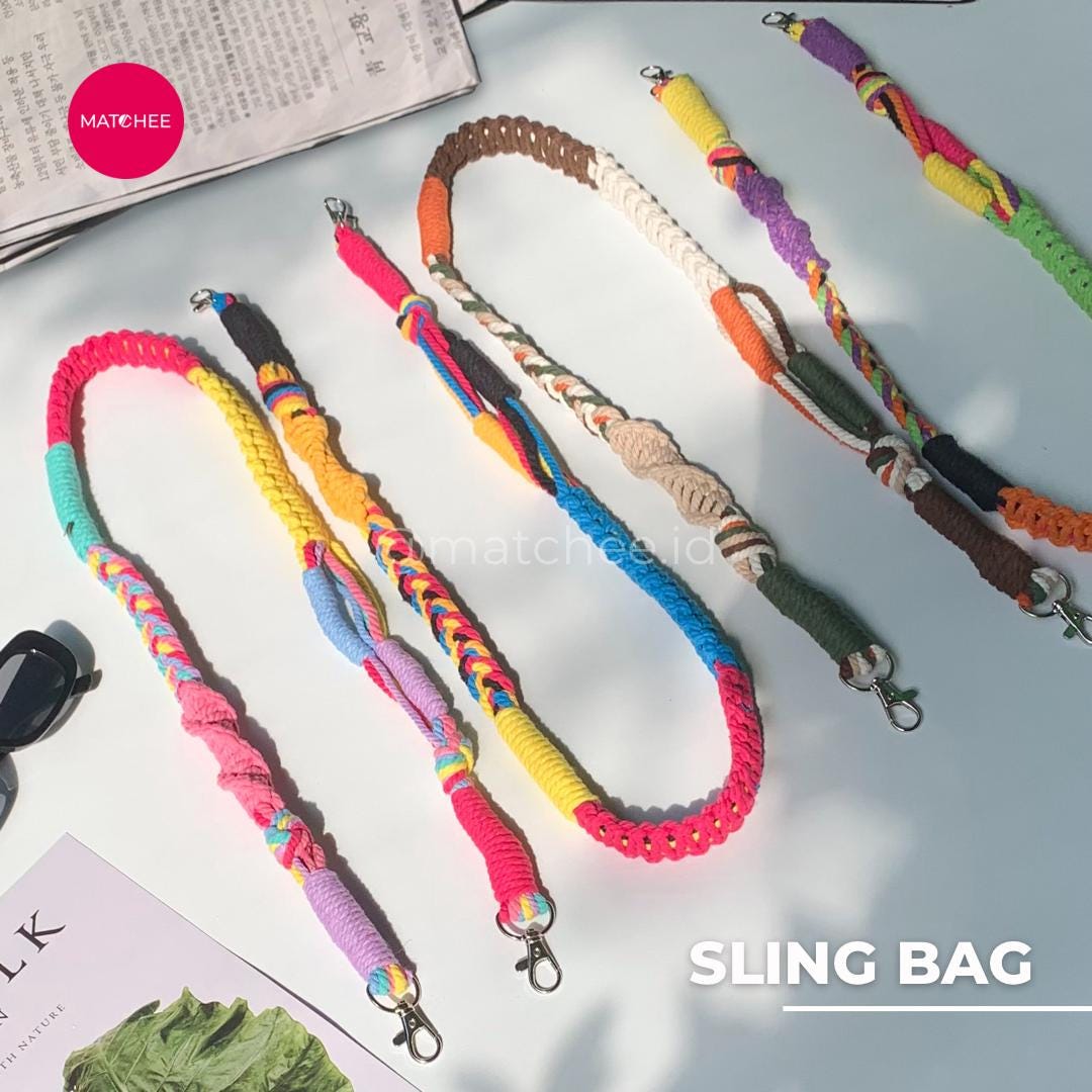 Handmade Macrame Purse Strap: Colorful Cotton Sling Bag
