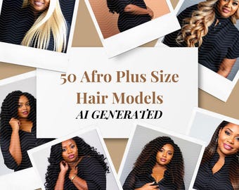 50 Afro Plus Size Hair Model Stock Photos, AI Generated (Digital Download)