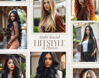 Multi-Racial Hair & Beauty Stock Photos, Lifestyle Images (AI Generated, Digital Download)