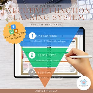 1-2-3 Funnel Down Planungssystem | UNDATIERT | Digitaler Planer | ADHS Kalender | Exekutiv Dysfunktion | iPad | Notizen