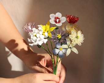 Handmade Glass Birth Flower: Blown Glass Art - Birthday Gift, Valentine's Gift, Gift for Wife