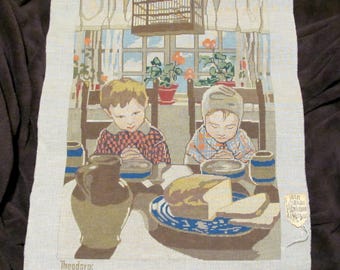Theodora Original Needlepoint "Saying Grace" on Canvas DMC colors 16 count B63