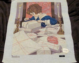 Theodora Original "Ball of Twine" Vintage Needlepoint Canvas DMC colors 16 count B64