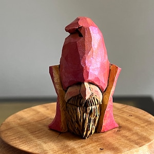 Hand Carved Wizard Gnome: OOAK Basswood Wood Carving
