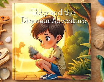 Libro de dinosaurios personalizado para niños / Nombre y mensaje personalizados / Libro de cuentos de tapa blanda / Inglés británico/estadounidense