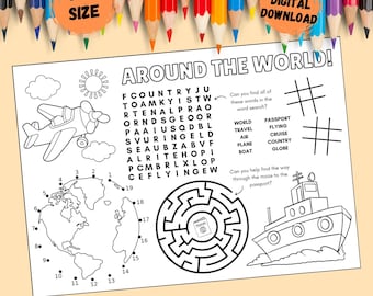 Around the World Activity Page: Fun Geography Worksheet (Digital Download)