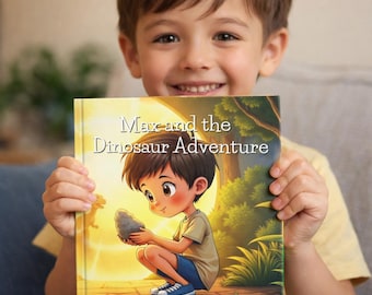 Personalised Dinosaur Book for Boys | Custom Name & Message | Hardback Storybook Gift | Child Main Character