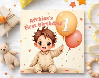 Personalised 1st Birthday Book | Custom Name Baby | First Gift for Boy