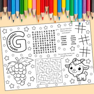 A4 Letter G Alphabet Birthday Activity Sheet - Fun Printable PDF for Kids | Digital Download