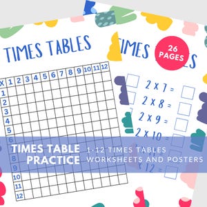 Times Table Worksheets A4 PDF Digital Download | Fun & Engaging Math Practice for Kids