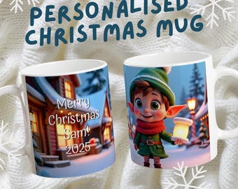 Personalized Elf Christmas Mug | Custom Kids Gift