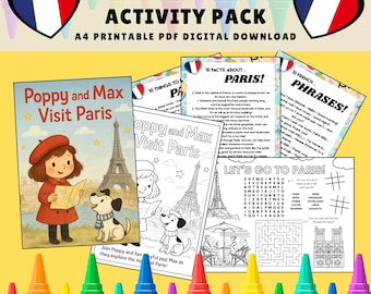 Paris Activity Pack for Kids – Story, Coloring Book, Scavenger Hunt (Printable PDF)