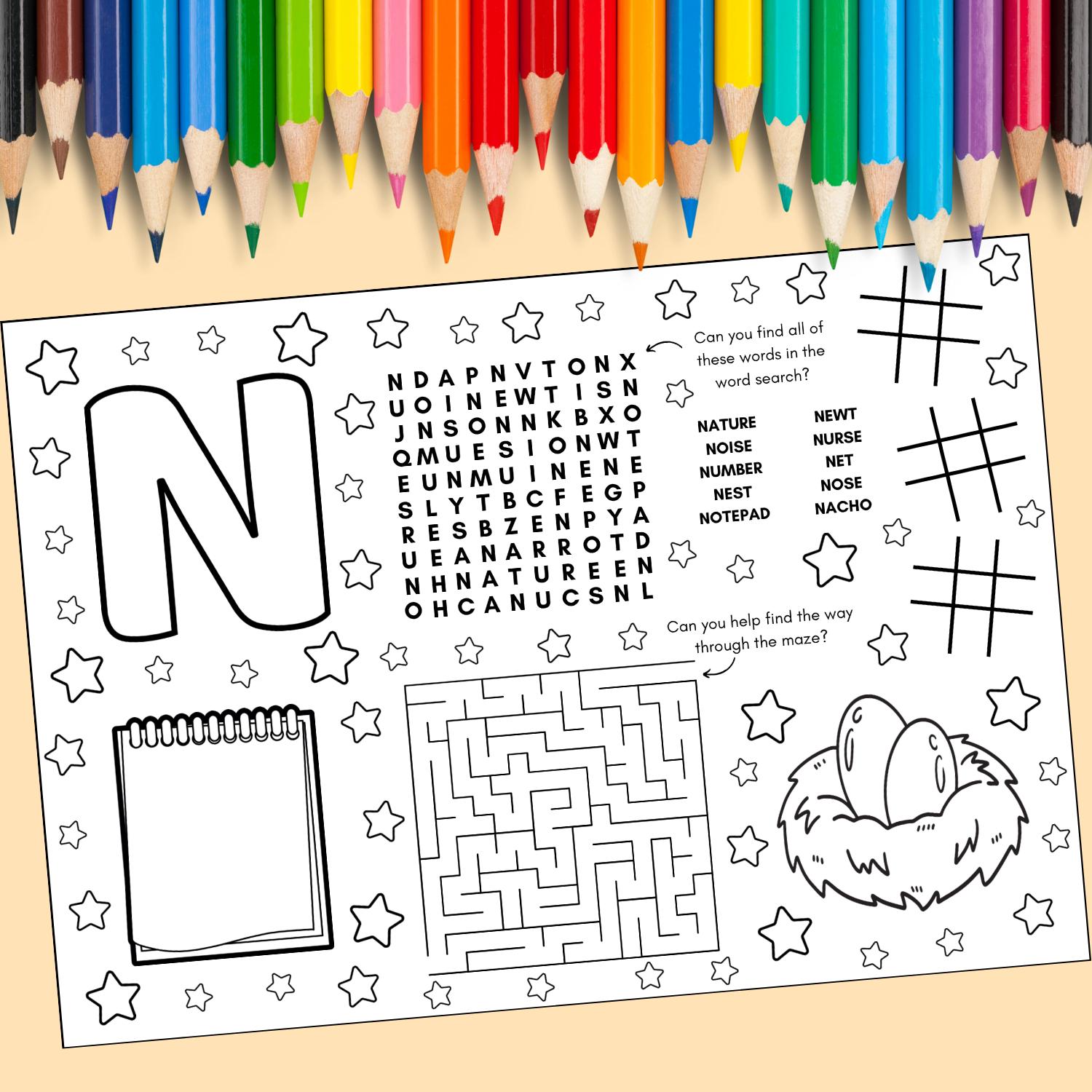 A4 Buchstabe ""N"" Alphabet Aktivittsblatt - PDF Digitaler Download fr  Kinder, die Buchstaben lernen." - Etsy.de
