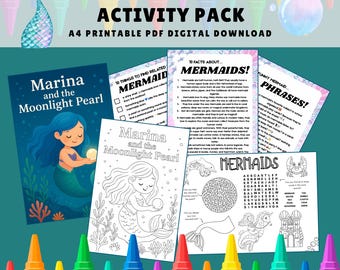 Mermaid Activity Pack | Storybook, Coloring Book, Games (Instant Download)