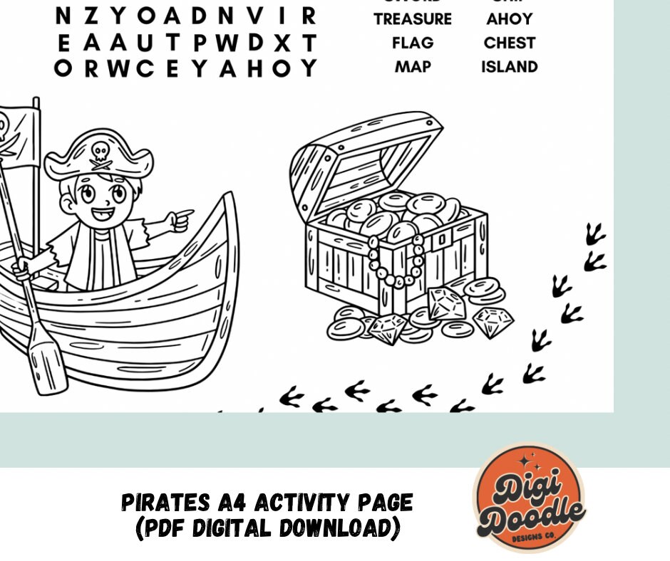 A4 Pirate Activity Page - Printable PDF Digital Download - Etsy