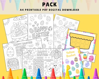 Easter Activity Pack: Coloring Pages & Matching Game (A4 PDF Digital Download)